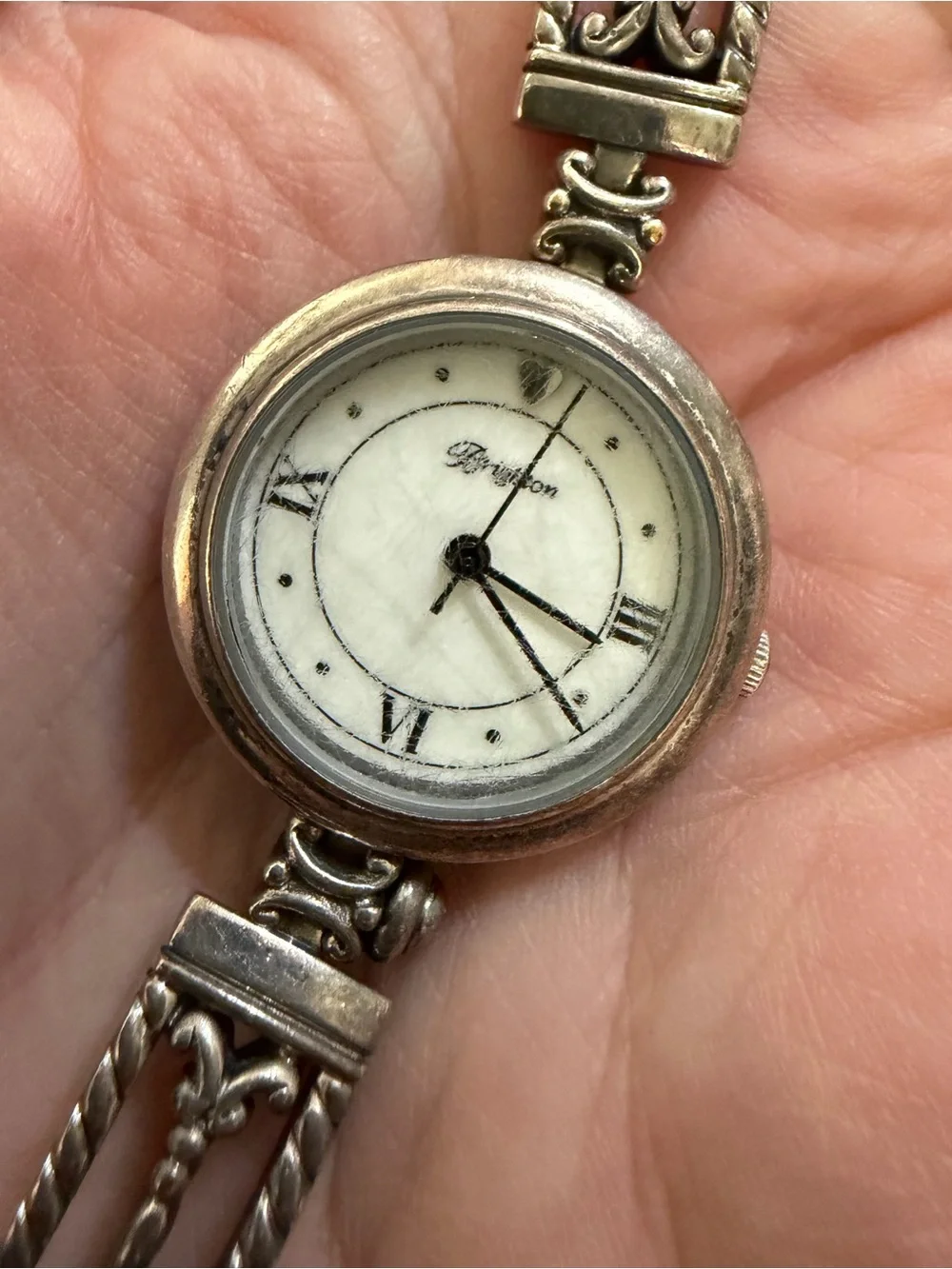 Brighton Silver-Tone Bracelet Watch with White Dial